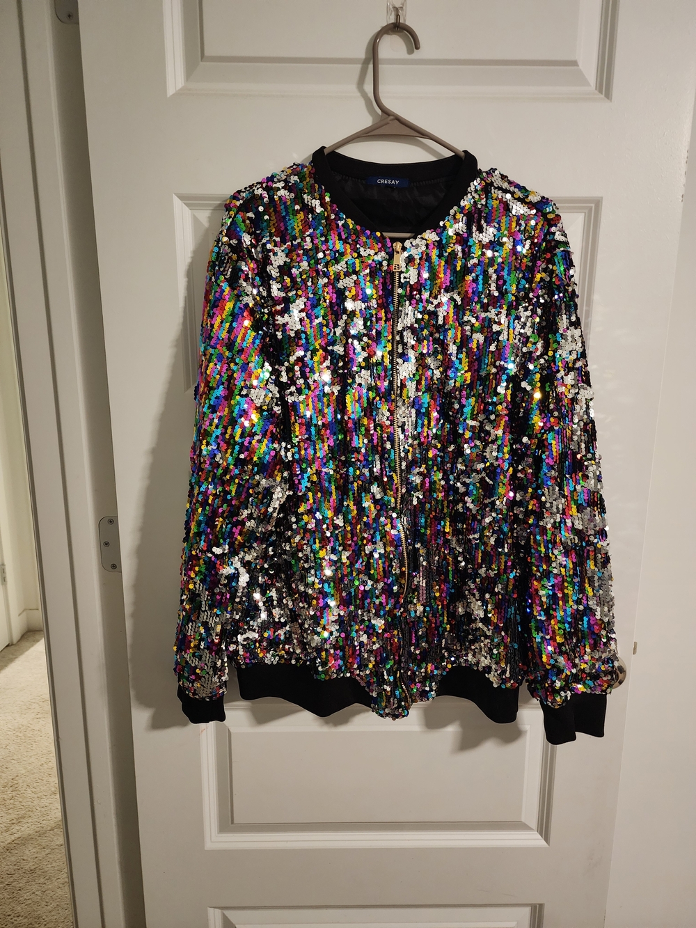 Multicolor Sequin Bomber Jacket - 3X